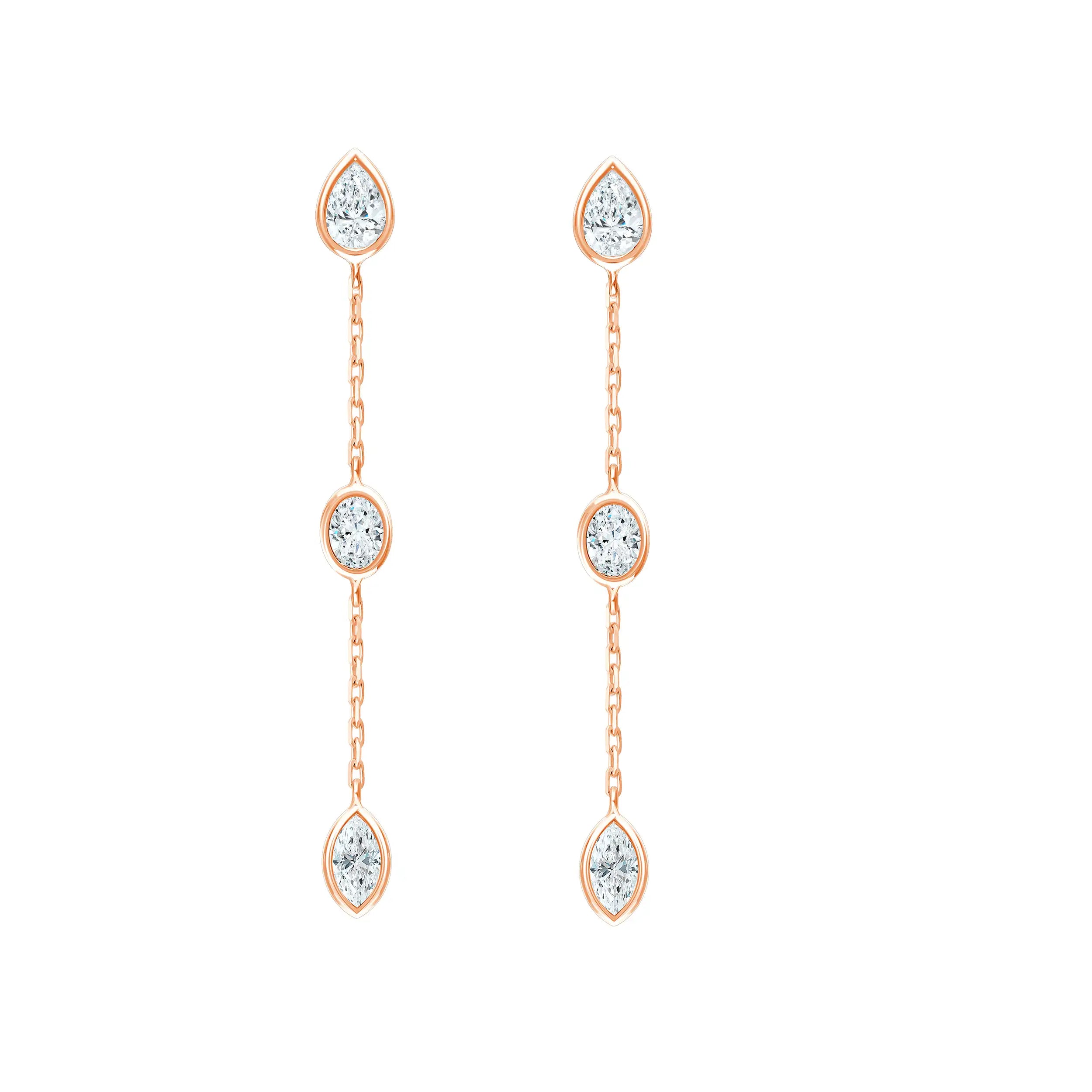 Mixed Cut Chain Station Drop Earrings