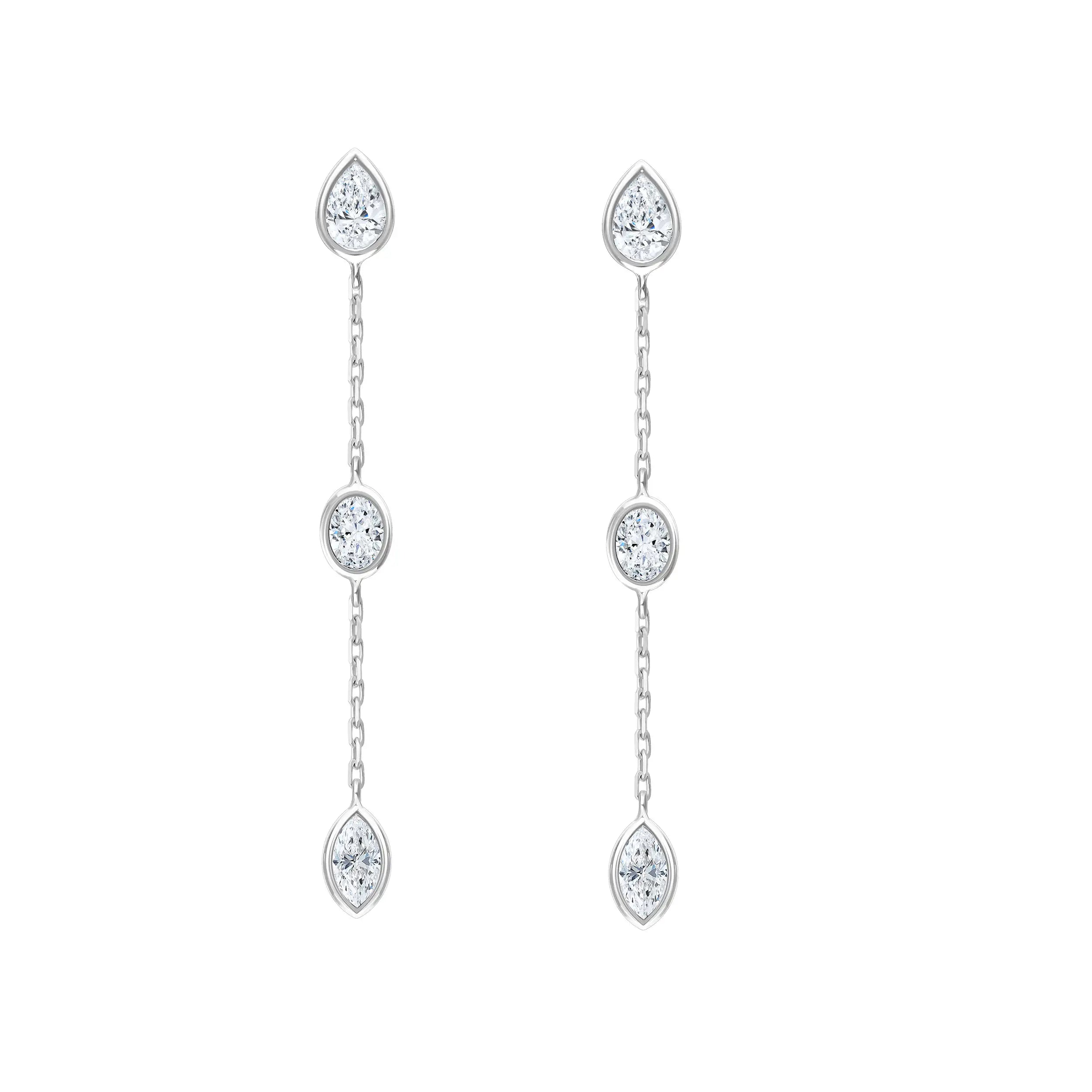 Mixed Cut Chain Station Drop Earrings