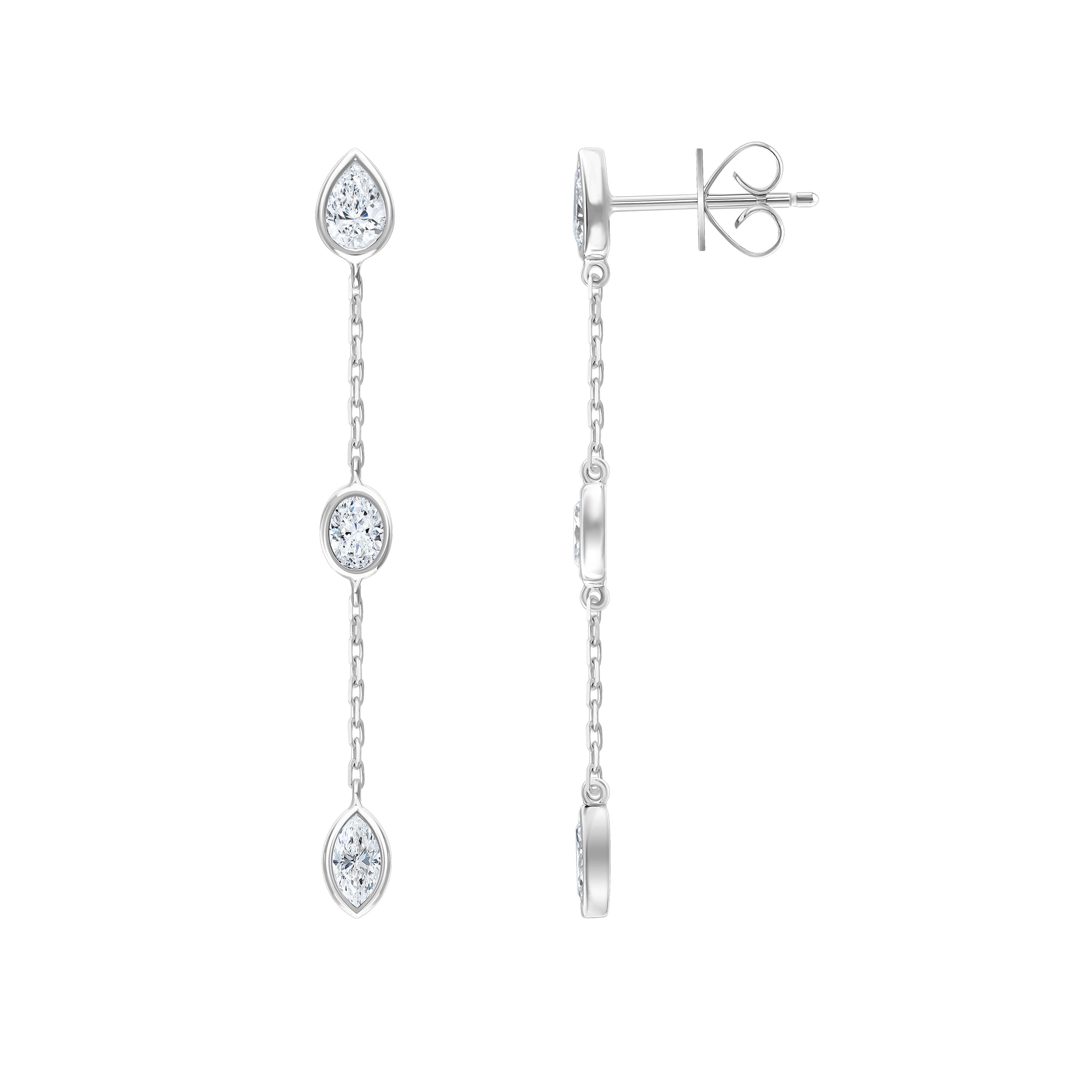 Mixed Cut Chain Station Drop Earrings