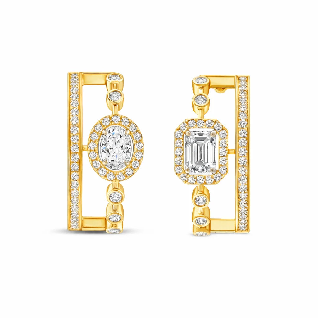 Mixed Cut Halo Hoop Earrings
