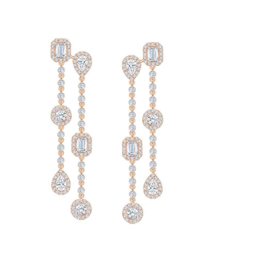 Mixed Cut Station Drop Earrings