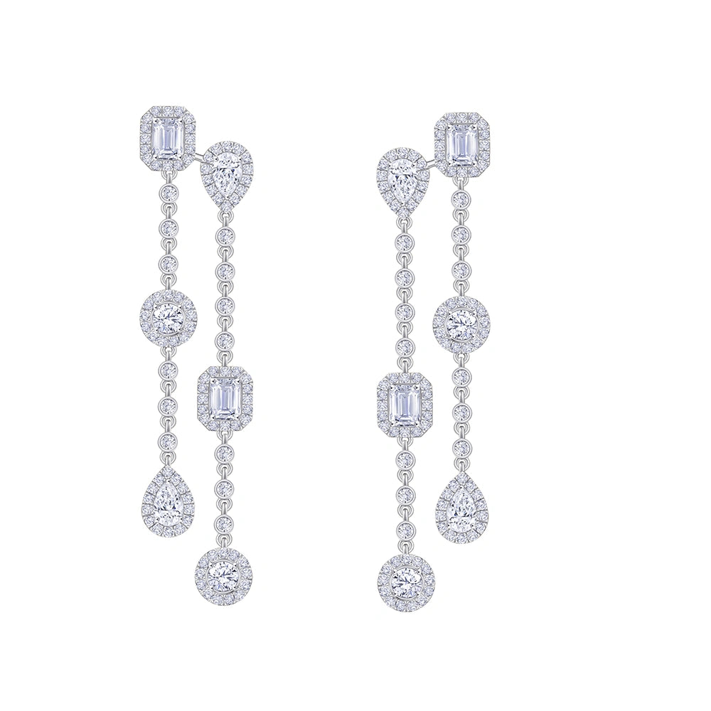 Mixed Cut Station Drop Earrings