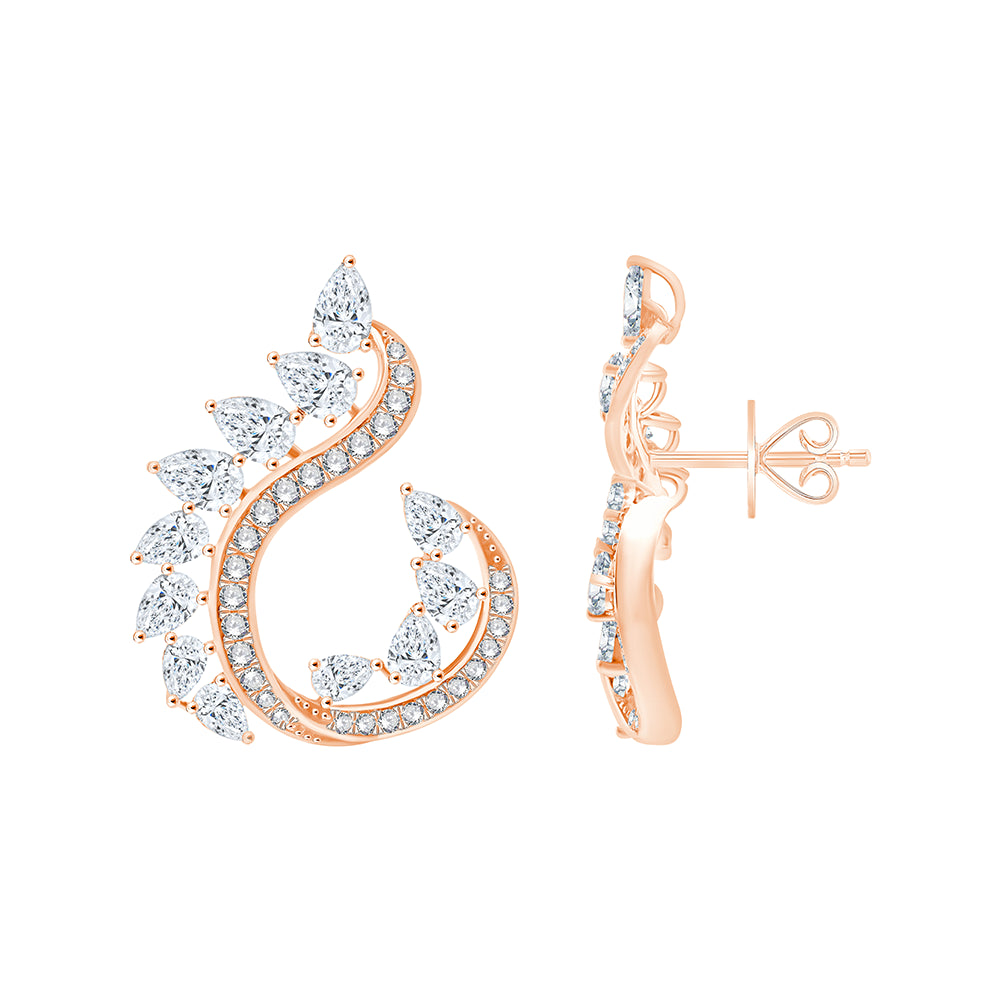 Mixed Cut Vine Swirl Drop Earrings