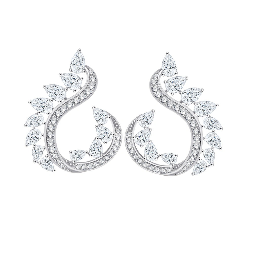 Mixed Cut Vine Swirl Drop Earrings