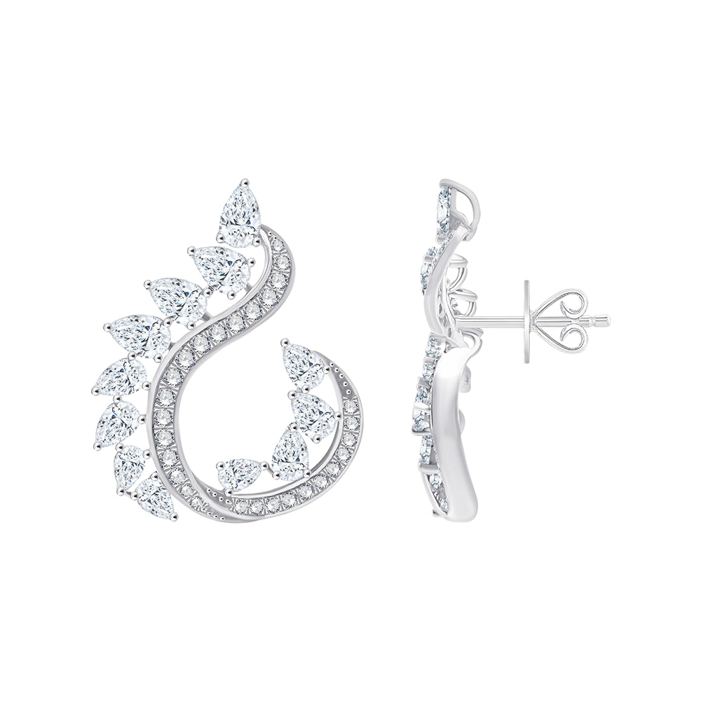 Mixed Cut Vine Swirl Drop Earrings