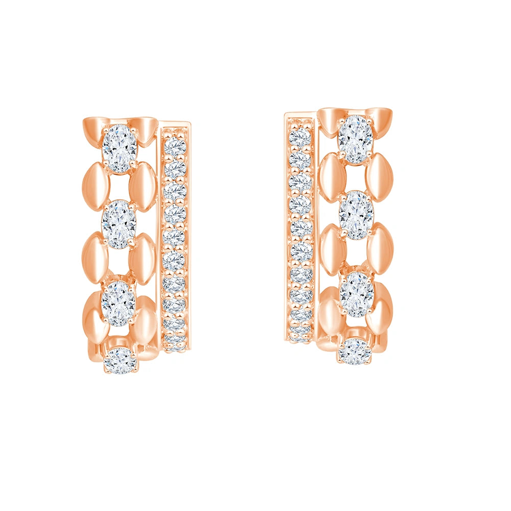 Mixed Cut Checkers Line Huggie Earrings