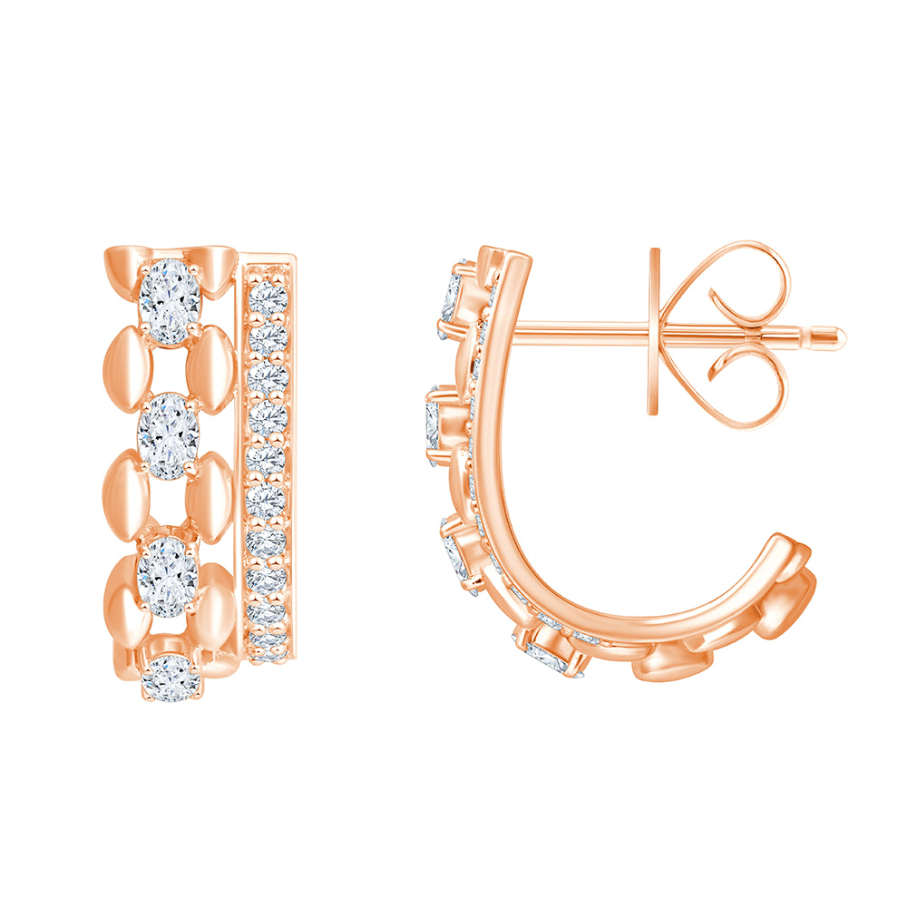Mixed Cut Checkers Line Huggie Earrings