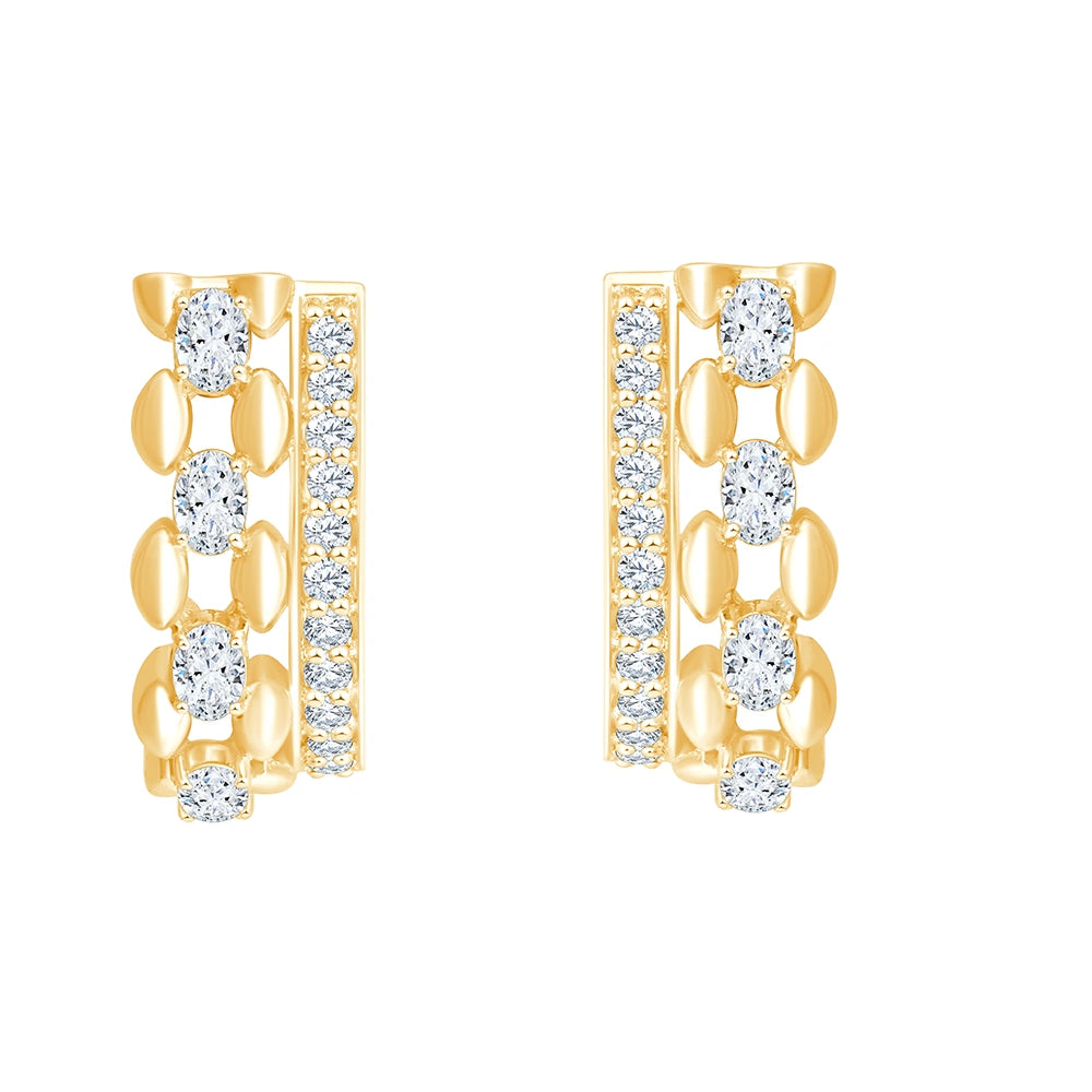 Mixed Cut Checkers Line Huggie Earrings