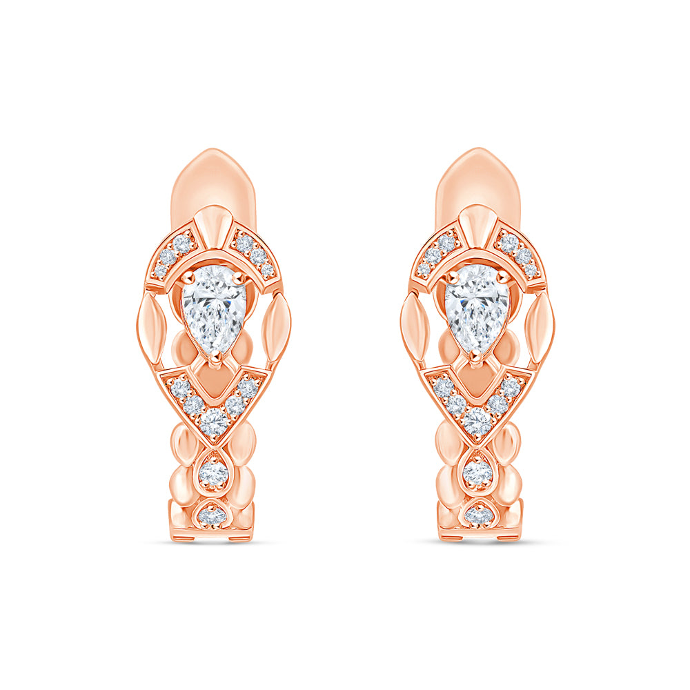 Pear Cut Motif Hoop Earrings