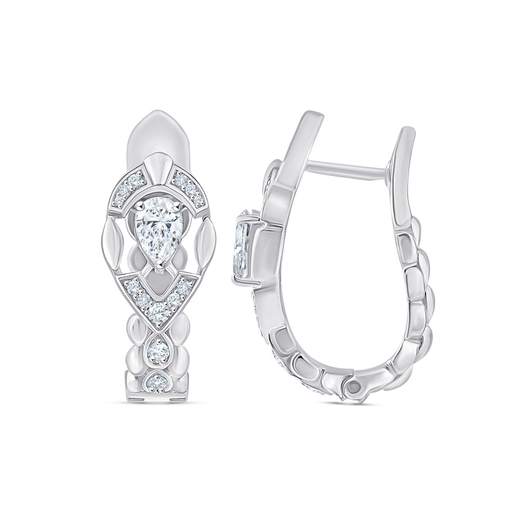 Pear Cut Motif Hoop Earrings