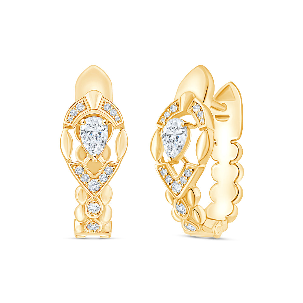 Pear Cut Motif Hoop Earrings