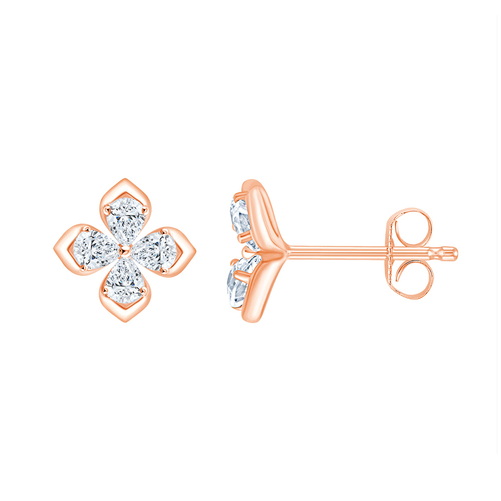 Pear Cut Floral Stud Earrings
