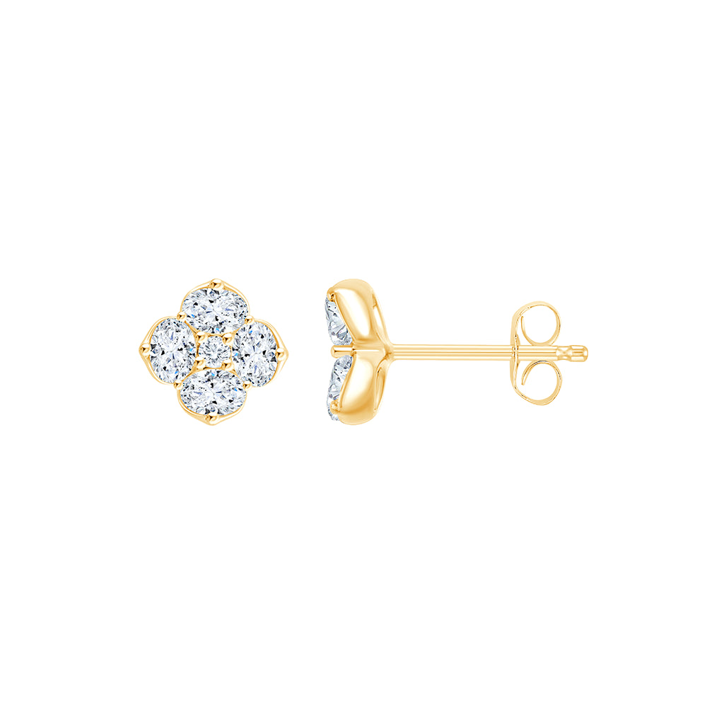 Mixed Cut Floral Stud Earrings
