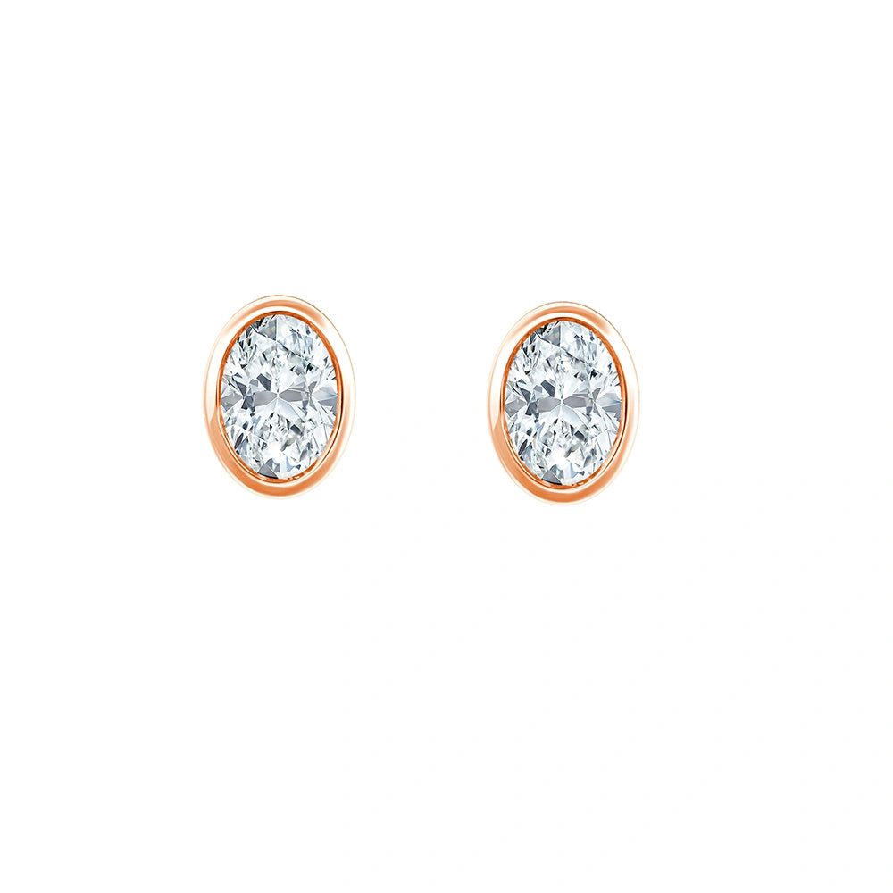 Oval Cut Bezel Set Solitaire Stud Earrings