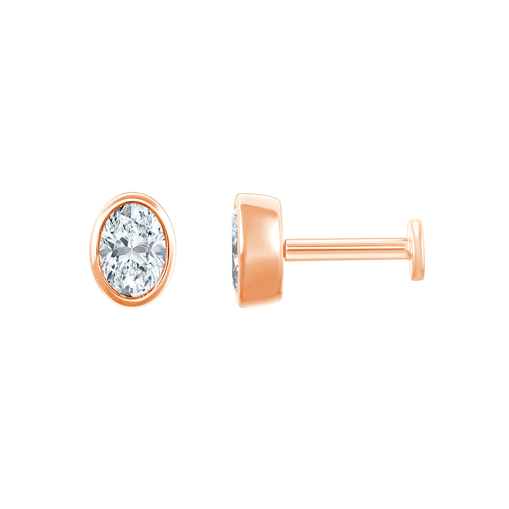 Oval Cut Bezel Set Solitaire Stud Earrings