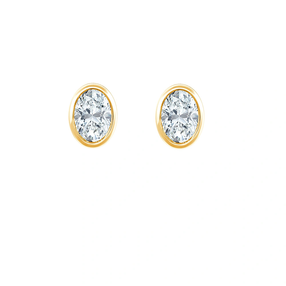 Oval Cut Bezel Set Solitaire Stud Earrings