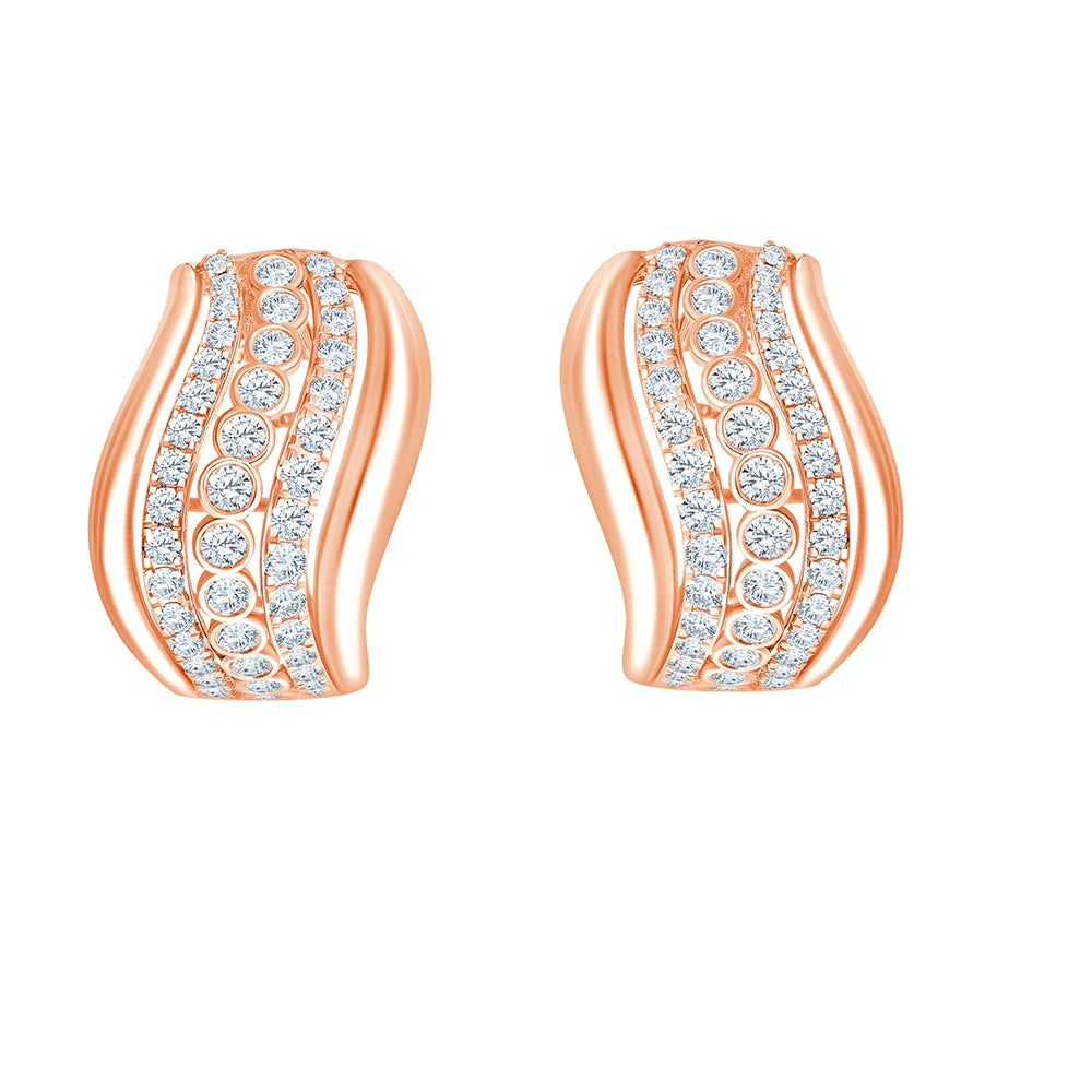 Brilliant Cut Wave Huggie Earrings