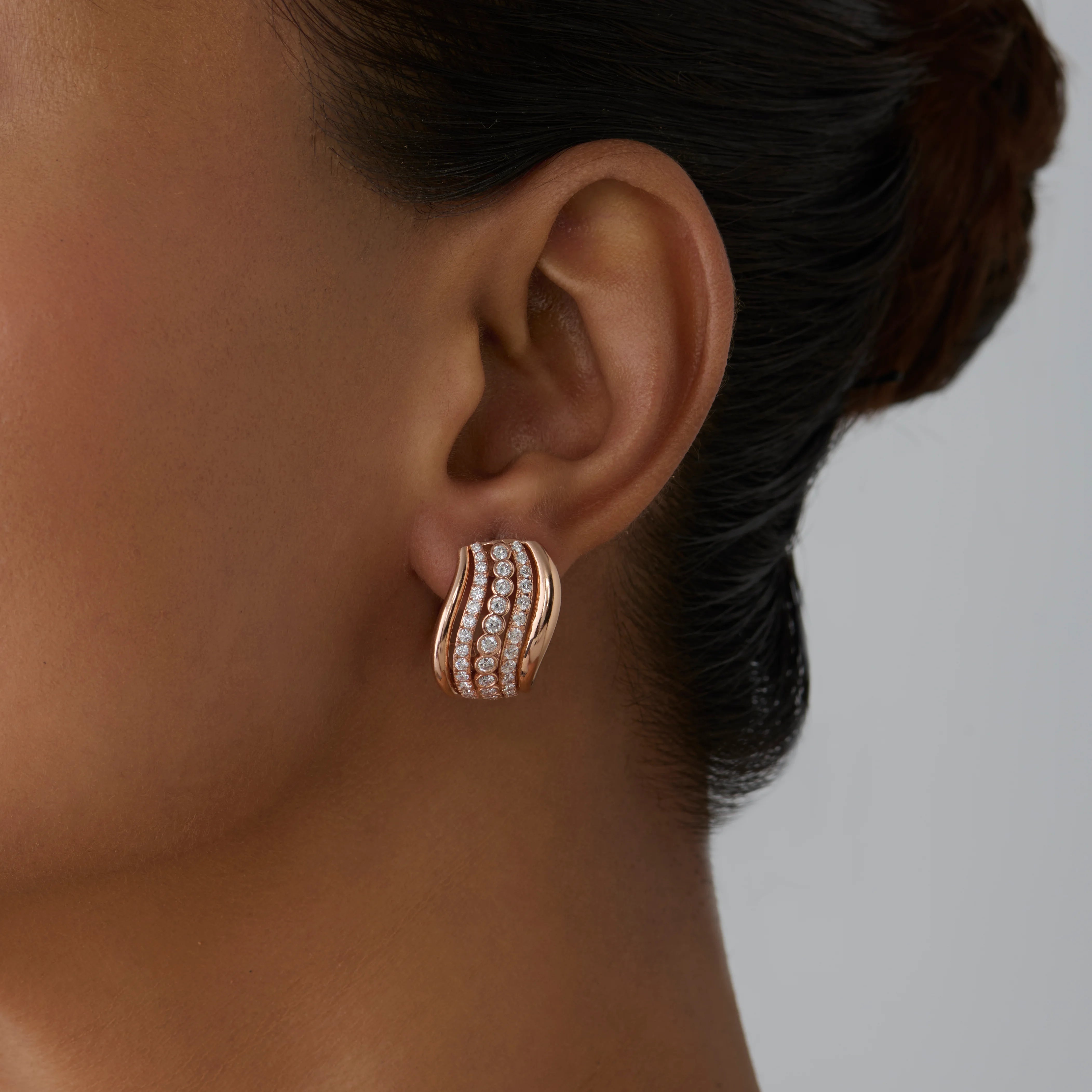 Brilliant Cut Wave Huggie Earrings