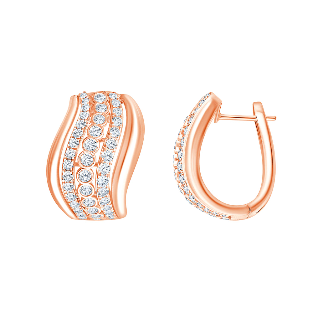 Brilliant Cut Wave Huggie Earrings