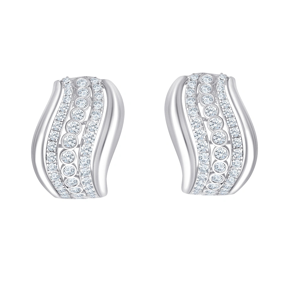 Brilliant Cut Wave Huggie Earrings