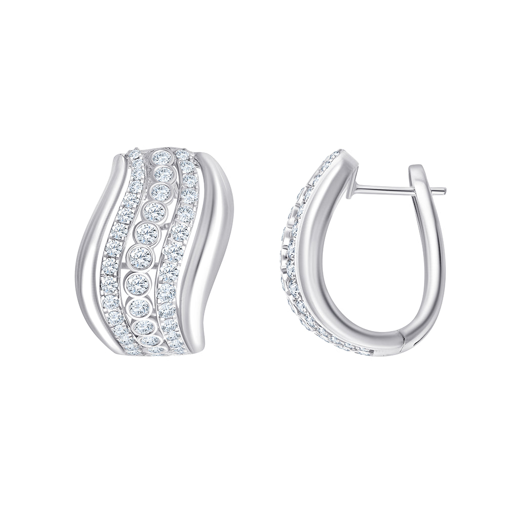 Brilliant Cut Wave Huggie Earrings