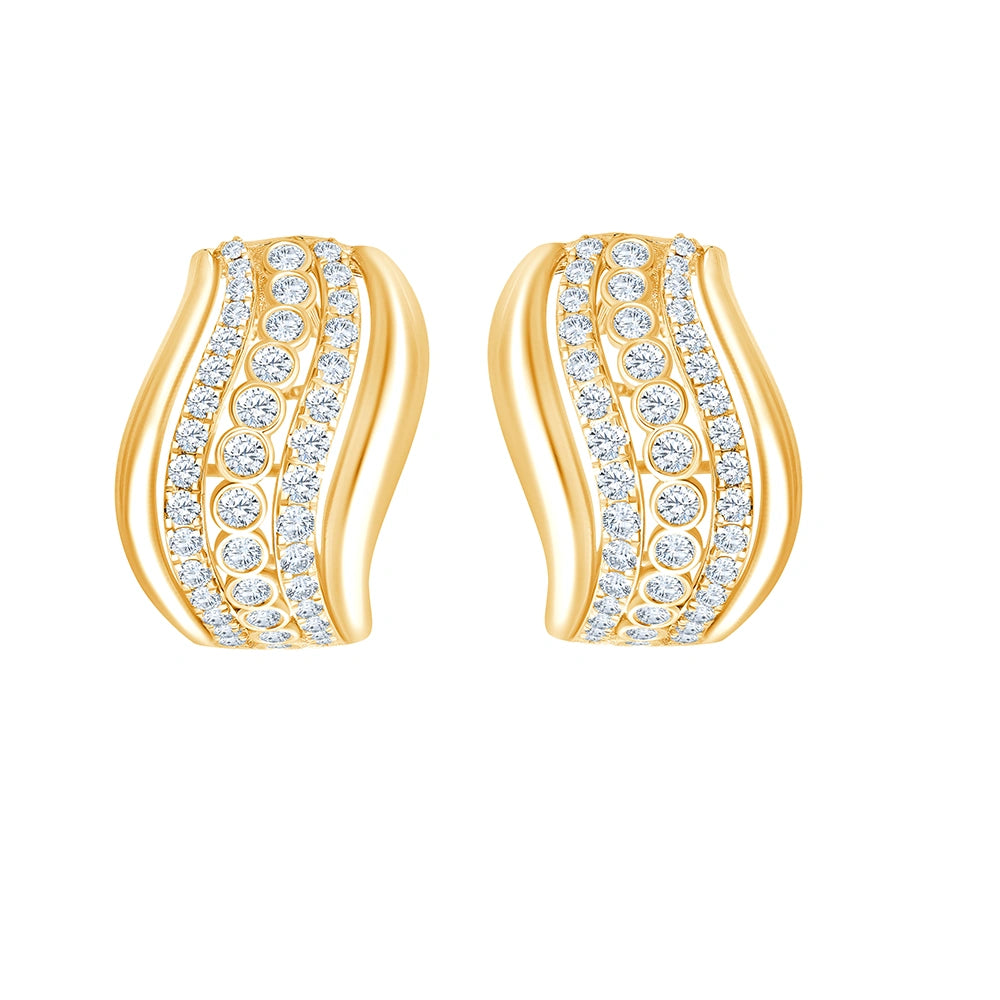 Brilliant Cut Wave Huggie Earrings