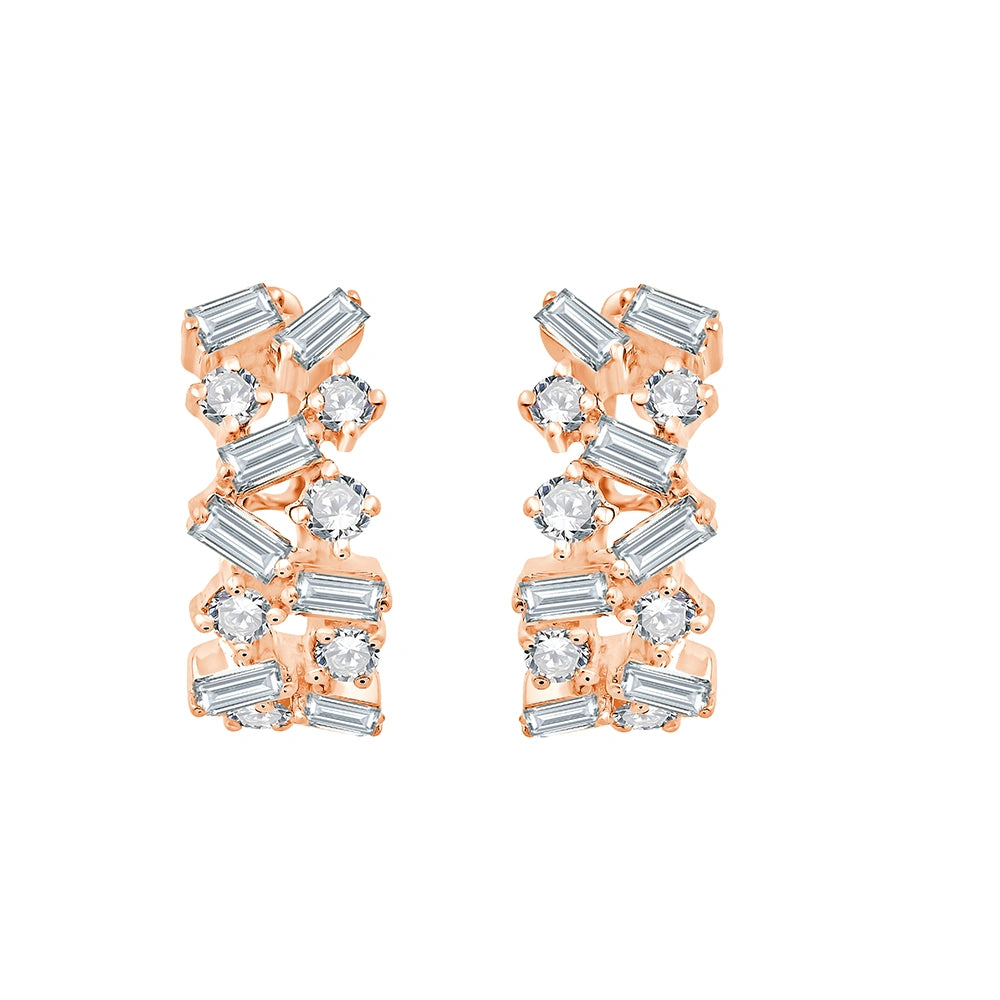 Mixed Cut Scattered Geometric Hoop Earrings