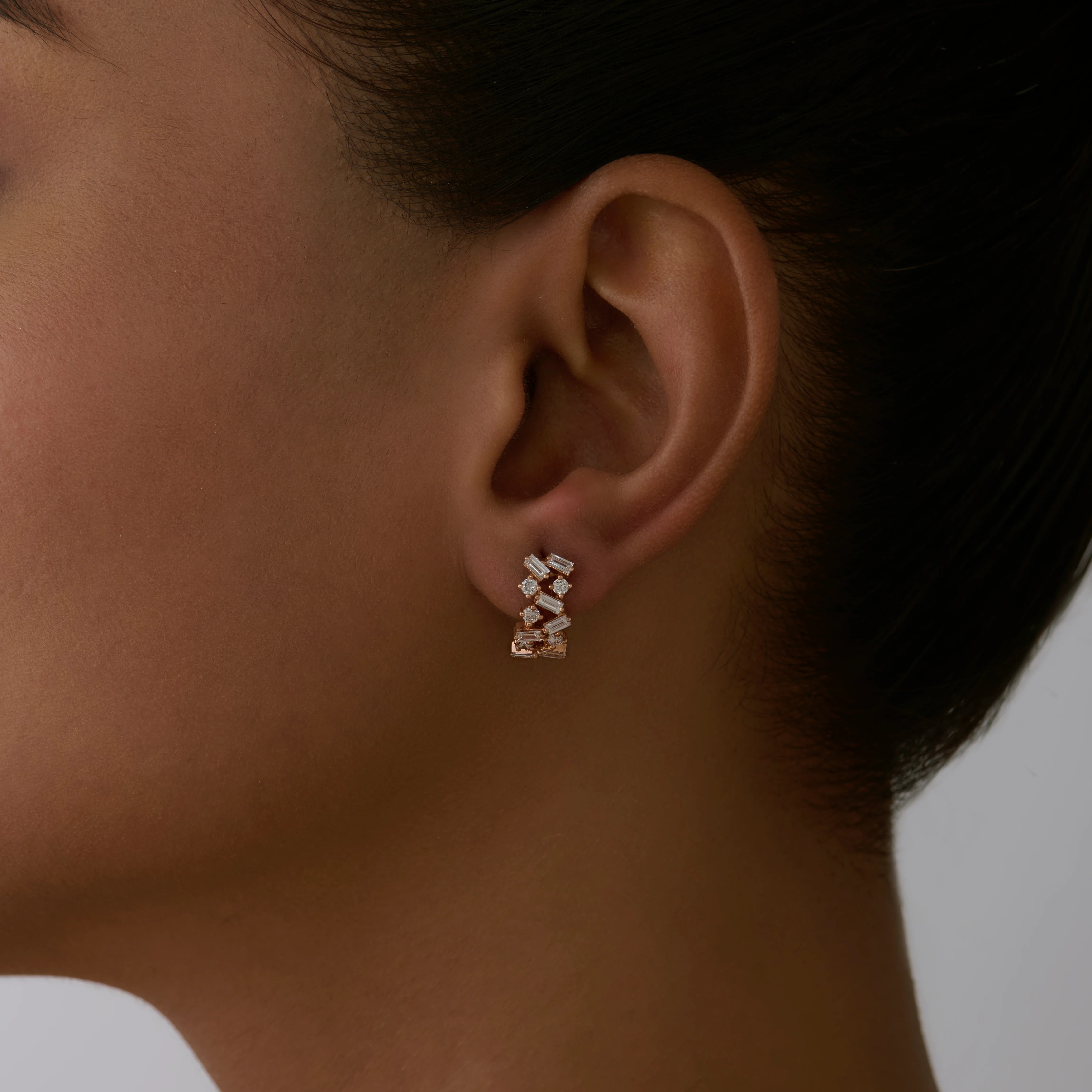Mixed Cut Scattered Geometric Hoop Earrings