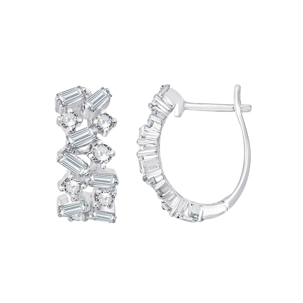 Mixed Cut Scattered Geometric Hoop Earrings