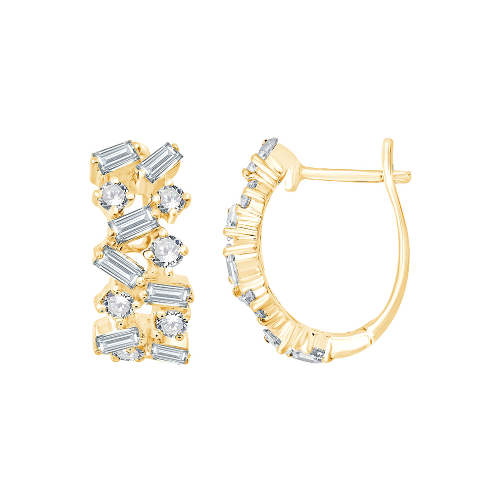 Mixed Cut Scattered Geometric Hoop Earrings