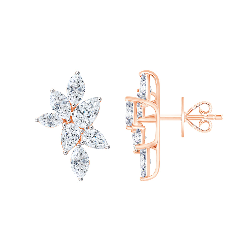 Mixed Cut Petal Cluster Stud Earrings