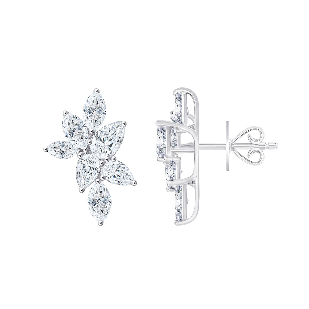 Mixed Cut Petal Cluster Stud Earrings
