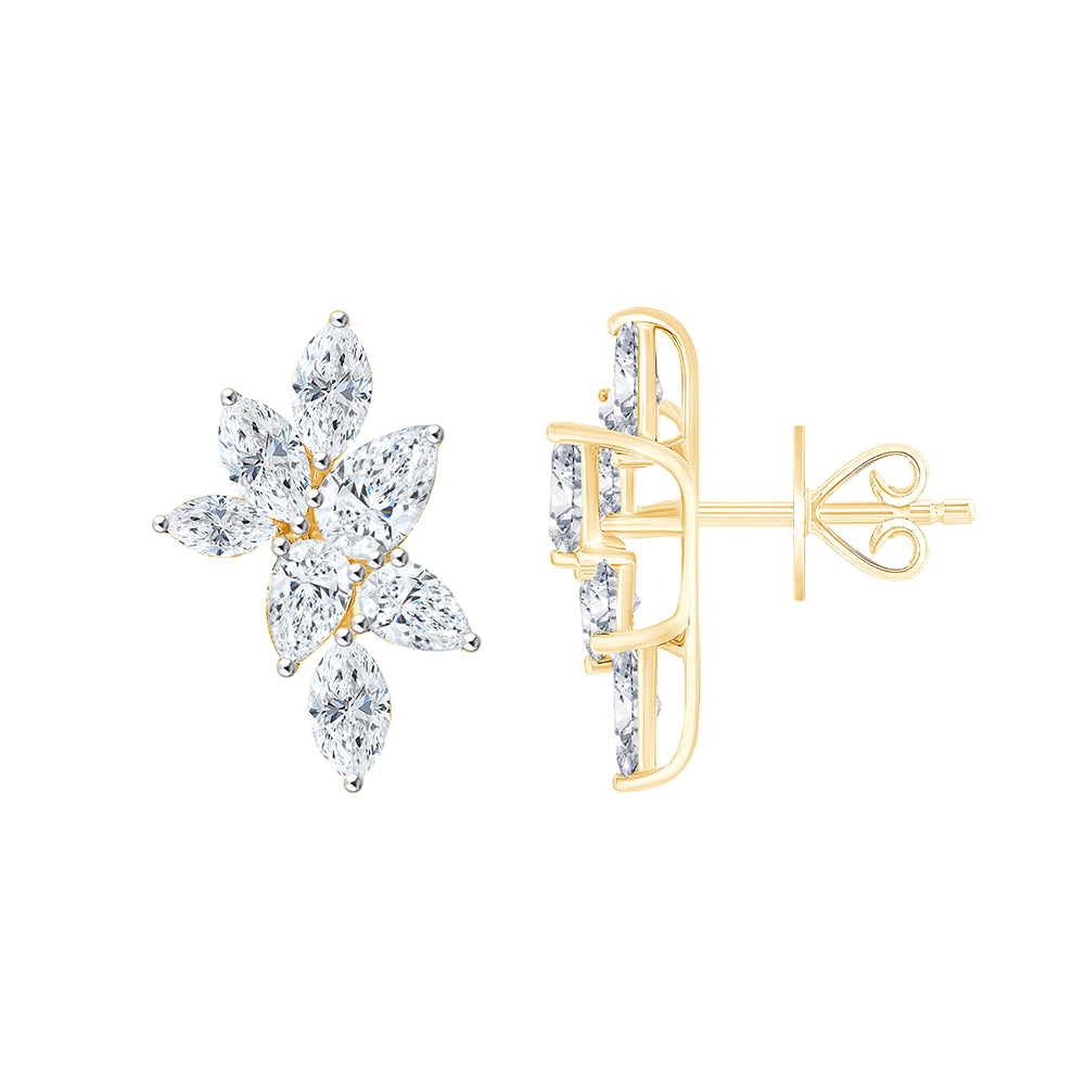 Mixed Cut Petal Cluster Stud Earrings