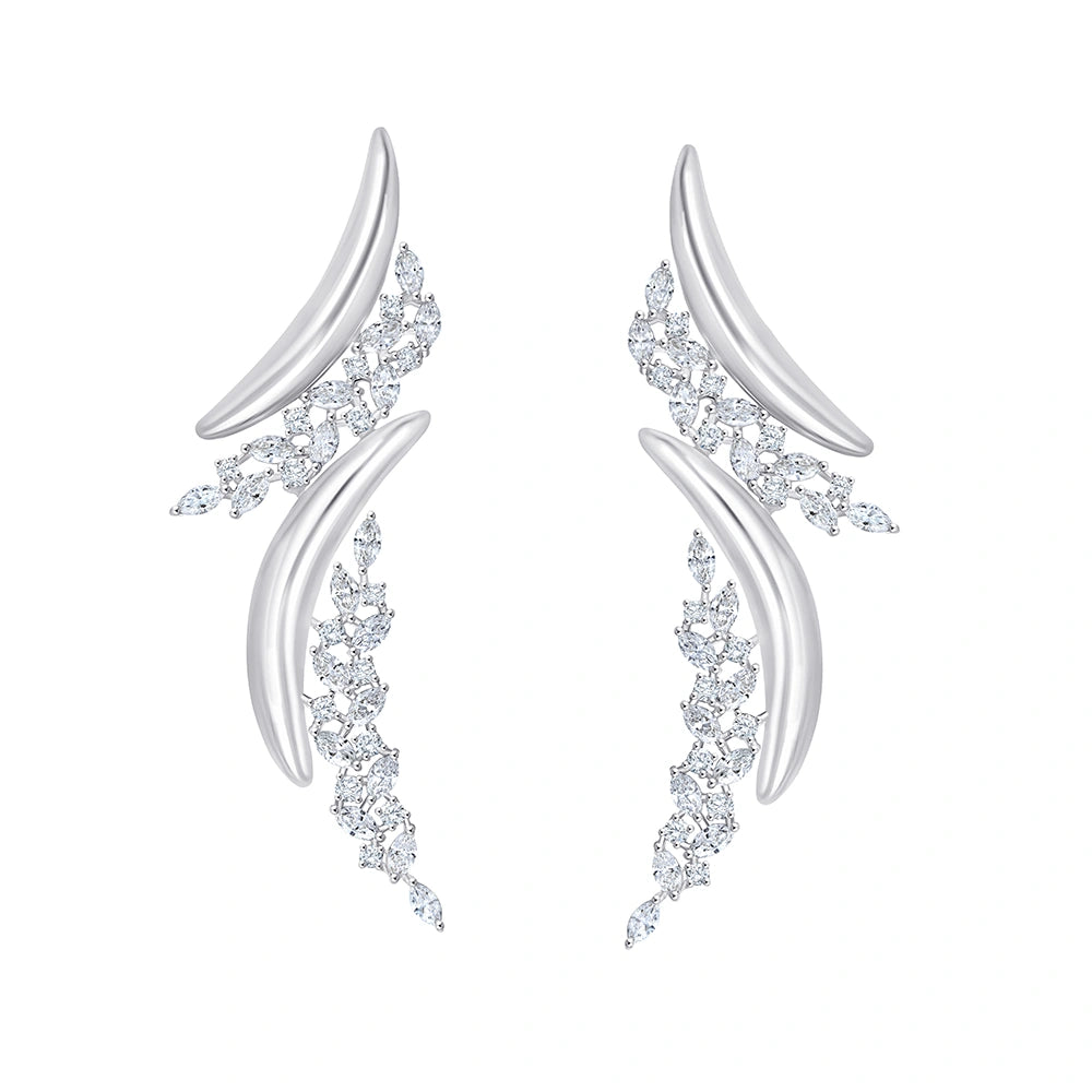 Dual Arc Diamond Accent Climber Earrings