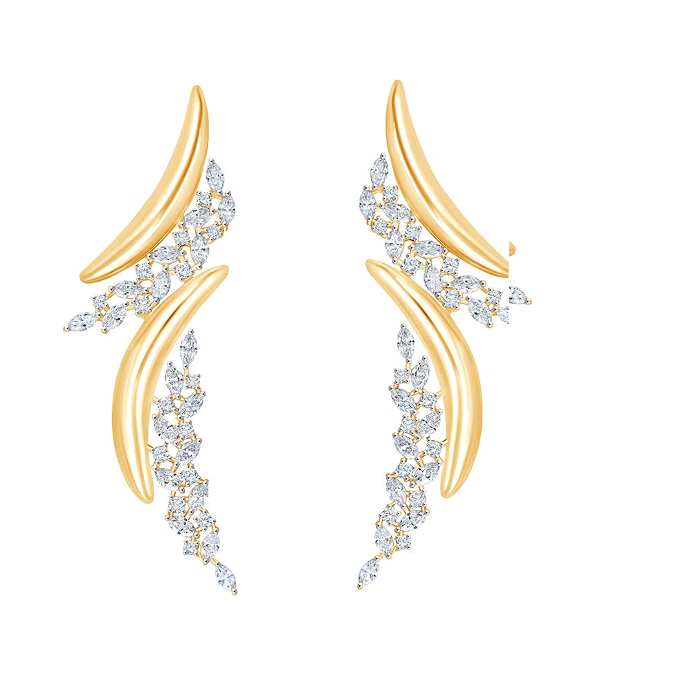 Dual Arc Diamond Accent Climber Earrings
