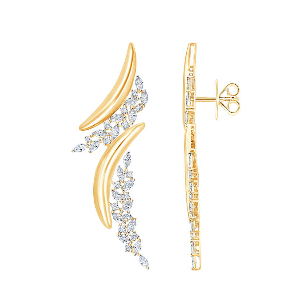 Dual Arc Diamond Accent Climber Earrings