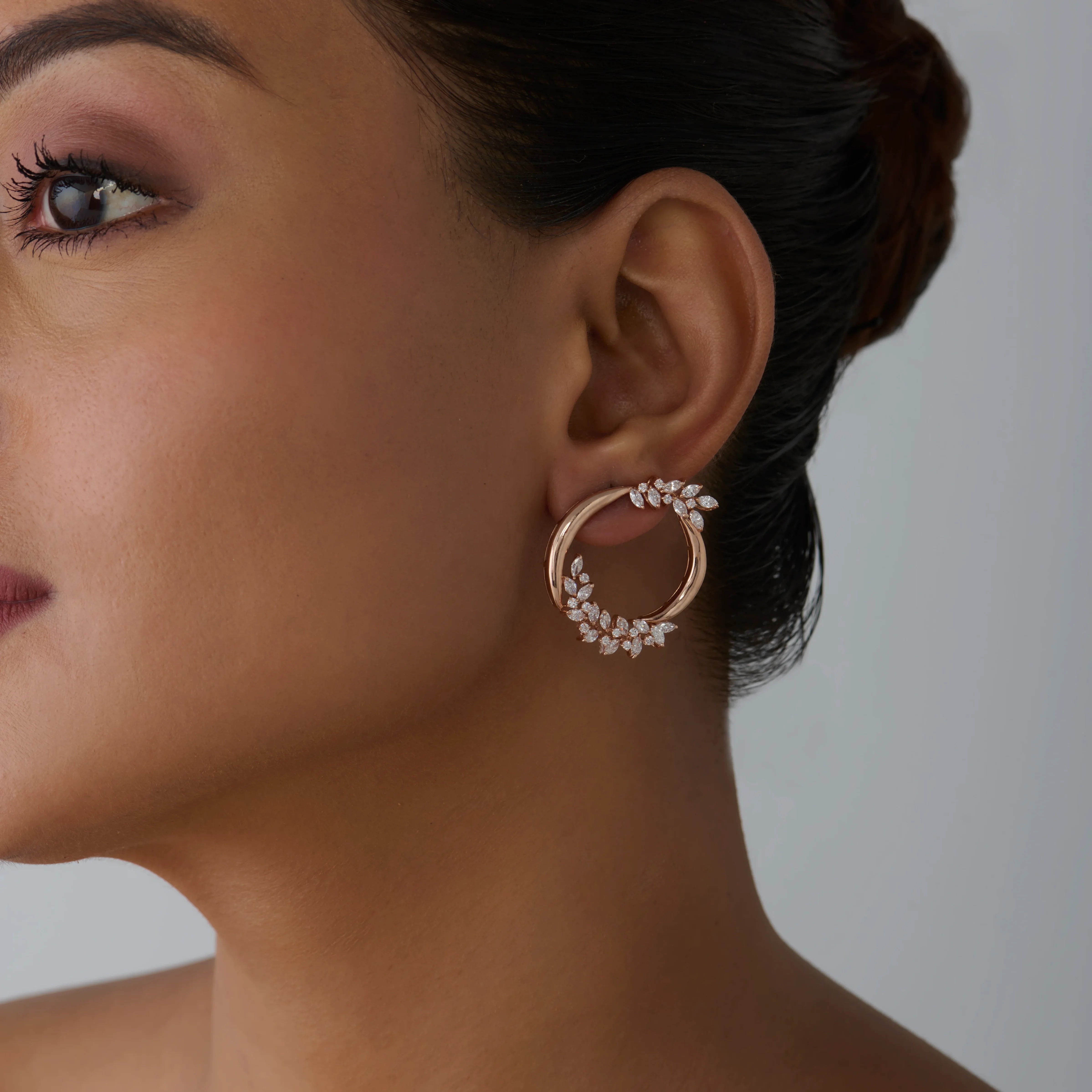 Marquise Cut Open Arc Stud Earrings