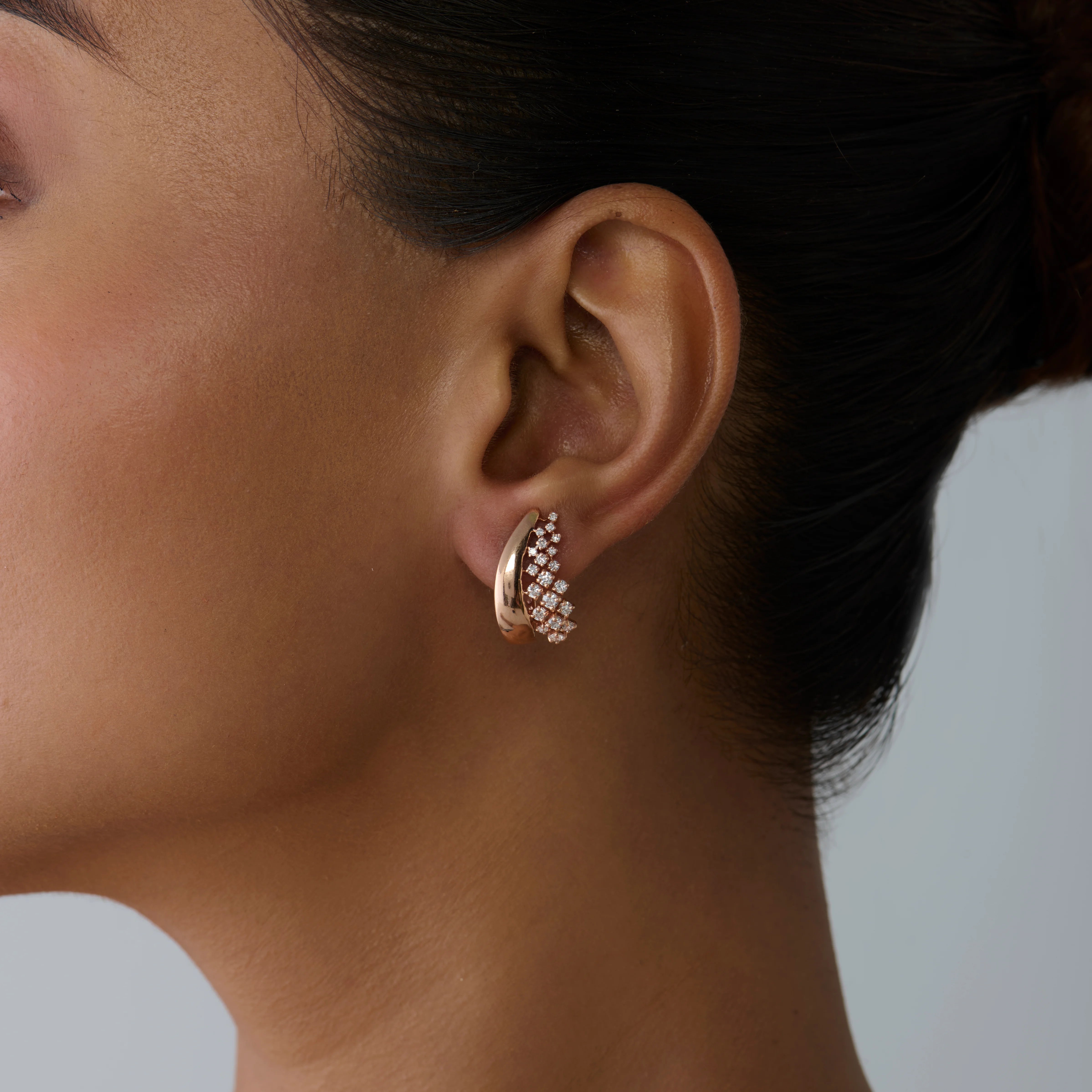 Dual Line Diamond Accent Stud Earrings