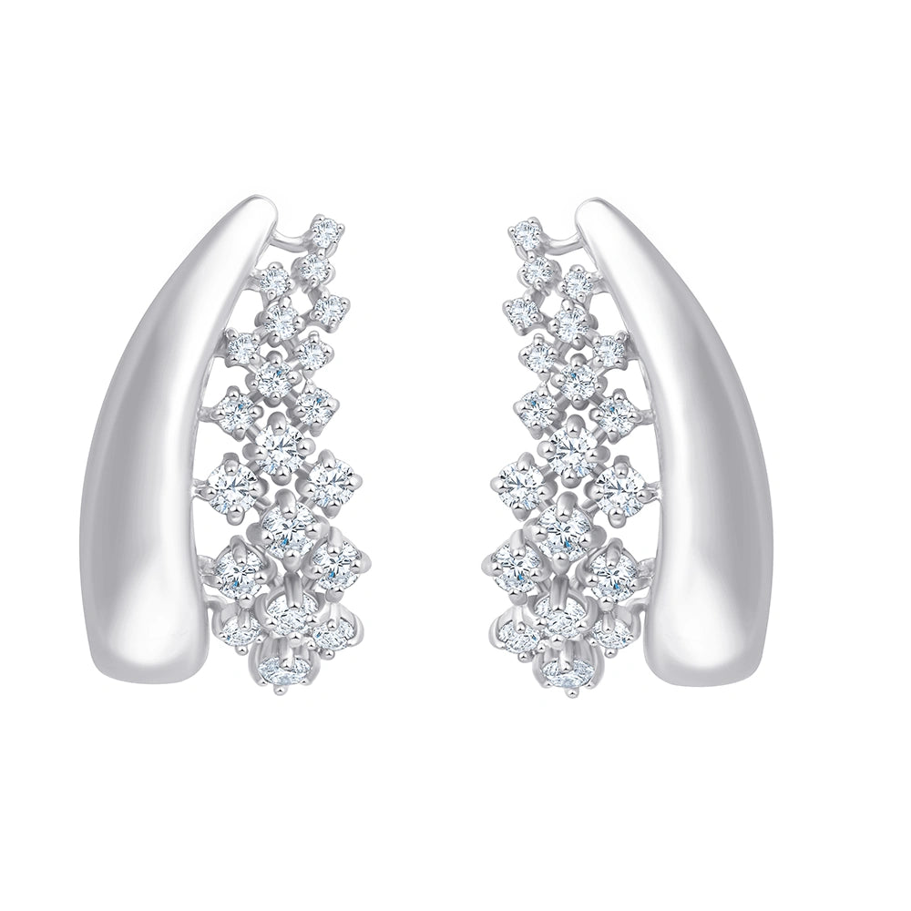 Dual Line Diamond Accent Stud Earrings