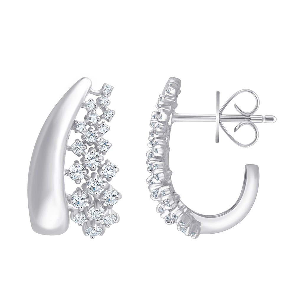 Dual Line Diamond Accent Stud Earrings