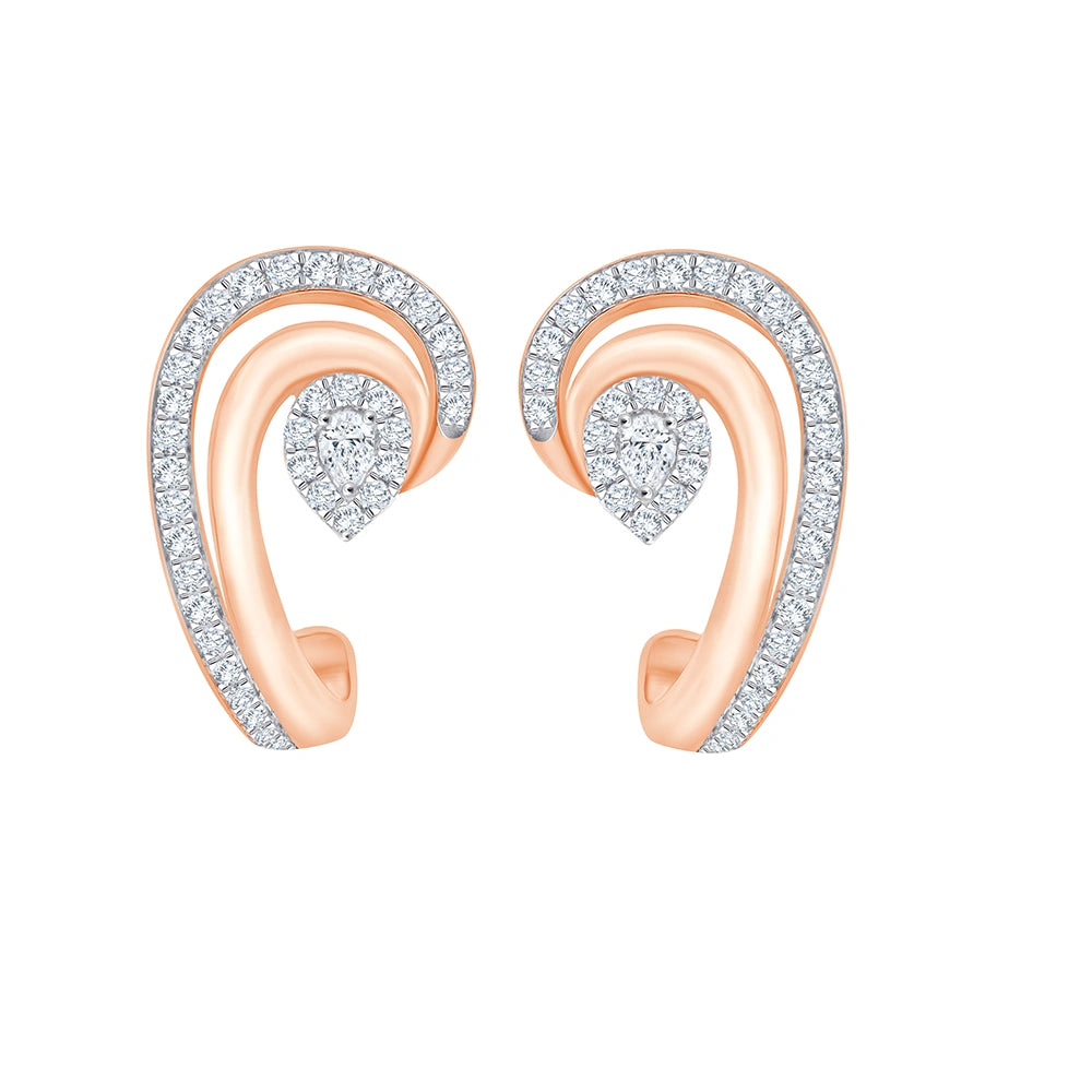 Pear Cut Halo Swirl Stud Earrings