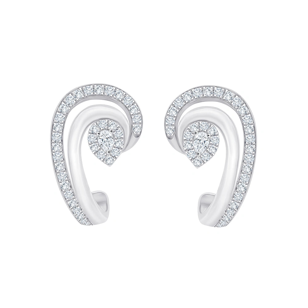 Pear Cut Halo Swirl Stud Earrings