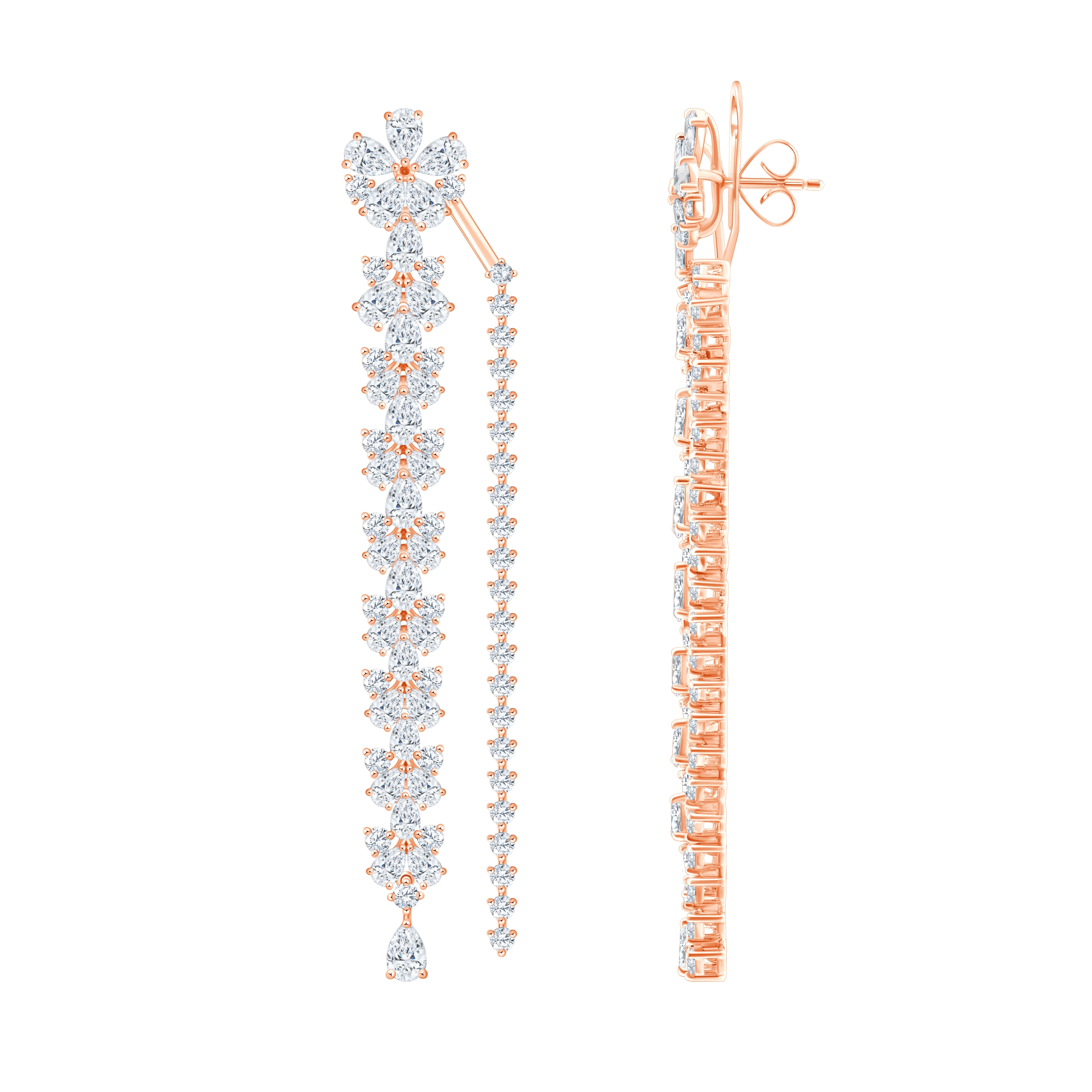 Mixed Cut Dual Strand Drop Earrings