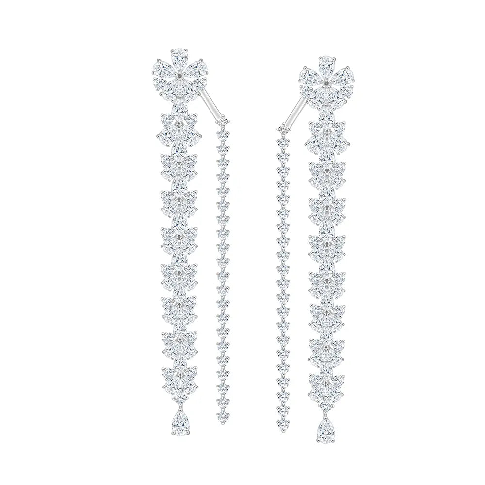 Mixed Cut Dual Strand Drop Earrings