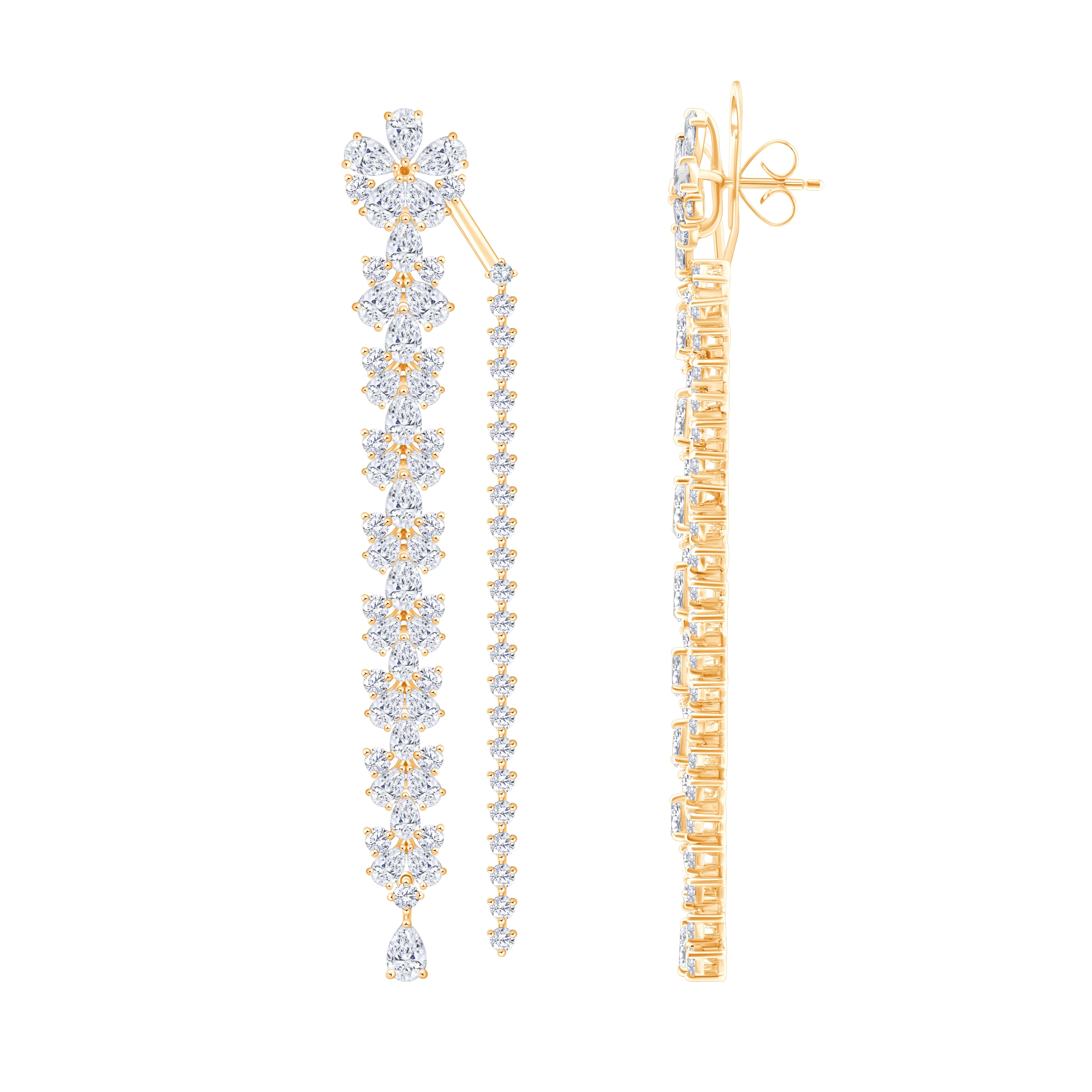 Mixed Cut Dual Strand Drop Earrings