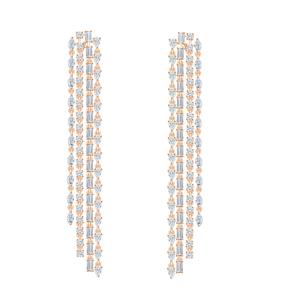 Mixed Cut Four-Strand Drop Earrings