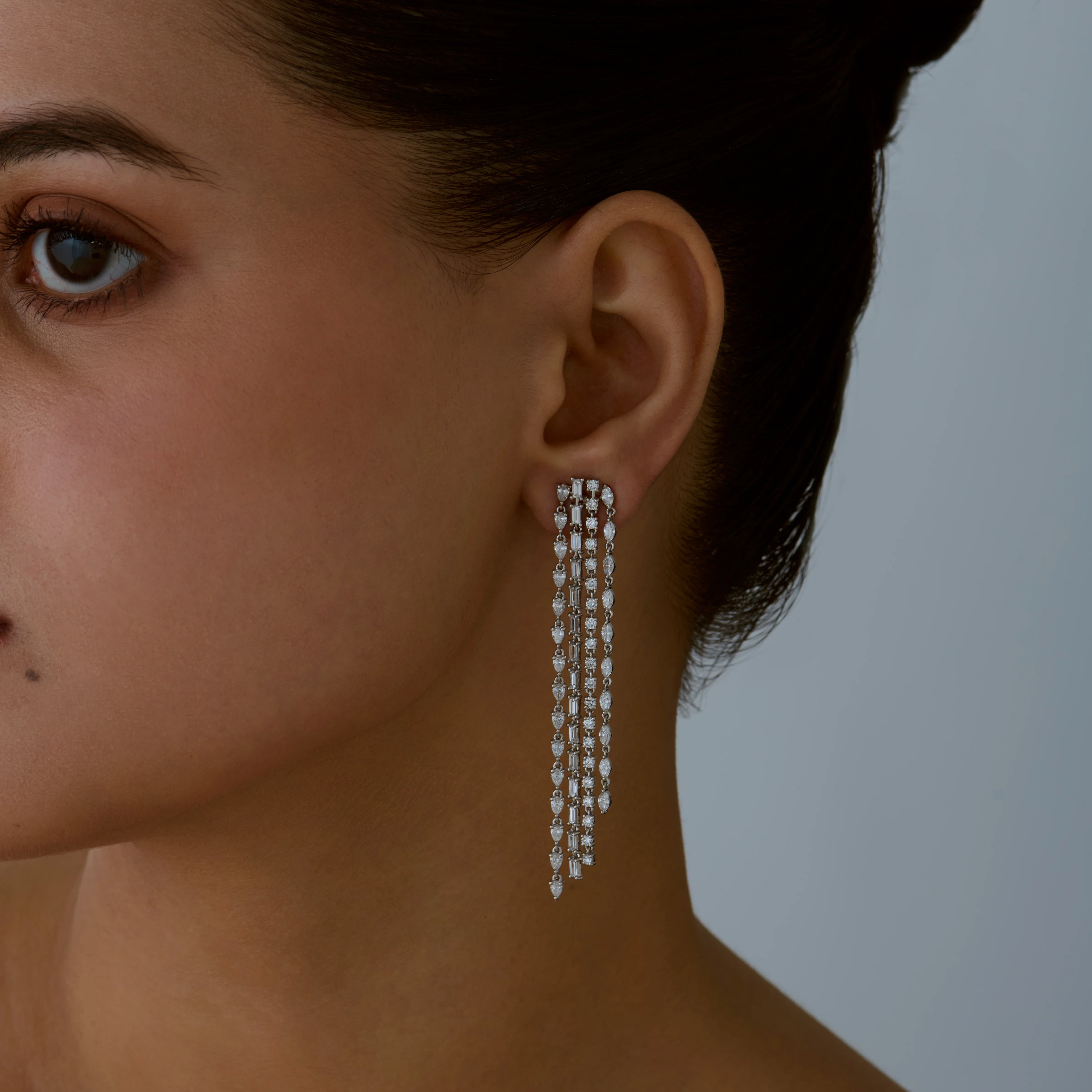 Mixed Cut FourStrand Drop Earrings