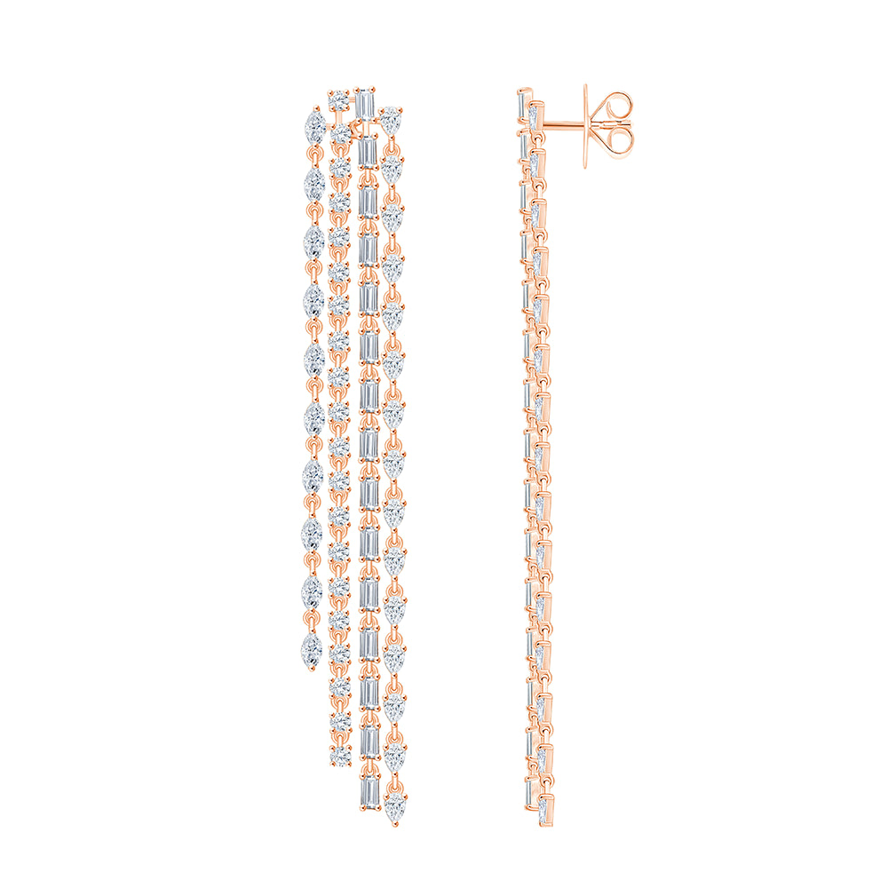 Mixed Cut Four-Strand Drop Earrings