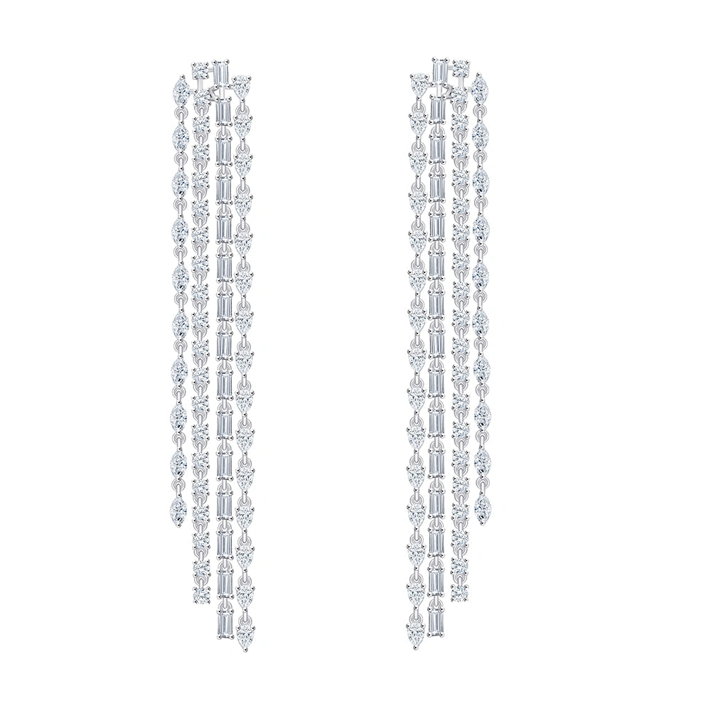 Mixed Cut FourStrand Drop Earrings