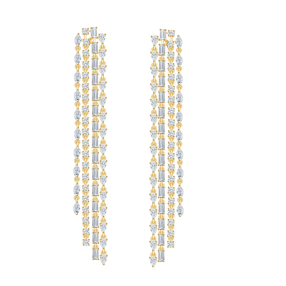 Mixed Cut FourStrand Drop Earrings